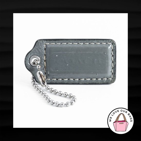 2" Medium COACH GREY GRAY PATENT LEATHER KEY FOB BAG CHARM KEYCHAIN HANGTAG TAG - Picture 1 of 1